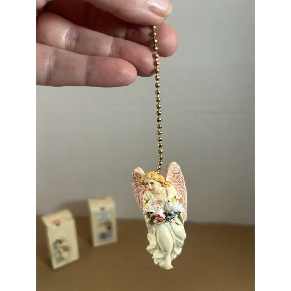 Polystone Angel Ceiling Fan Pull Chain Set Vintage 2.5in Figurine Decor Lot (2) - Picture 4 of 10
